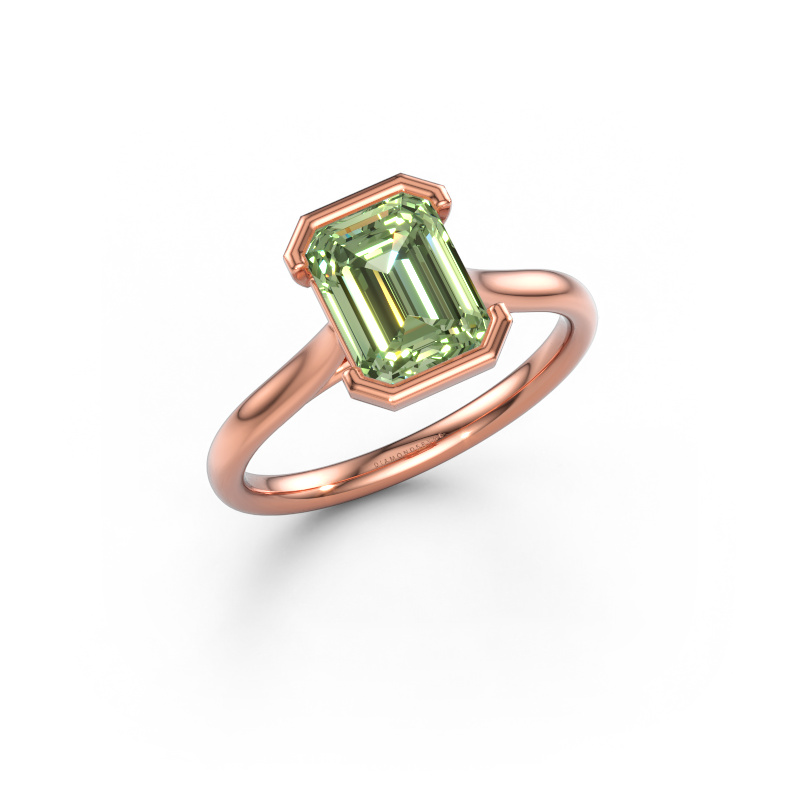 Imagen de Anillo de compromiso Tayler EME 2 585 oro rosa Diamante verde de laboratorio 8x6 mm