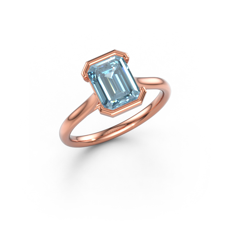 Image of Engagement ring Tayler EME 2 585 rose gold Blue lab grown diamond 8x6 mm