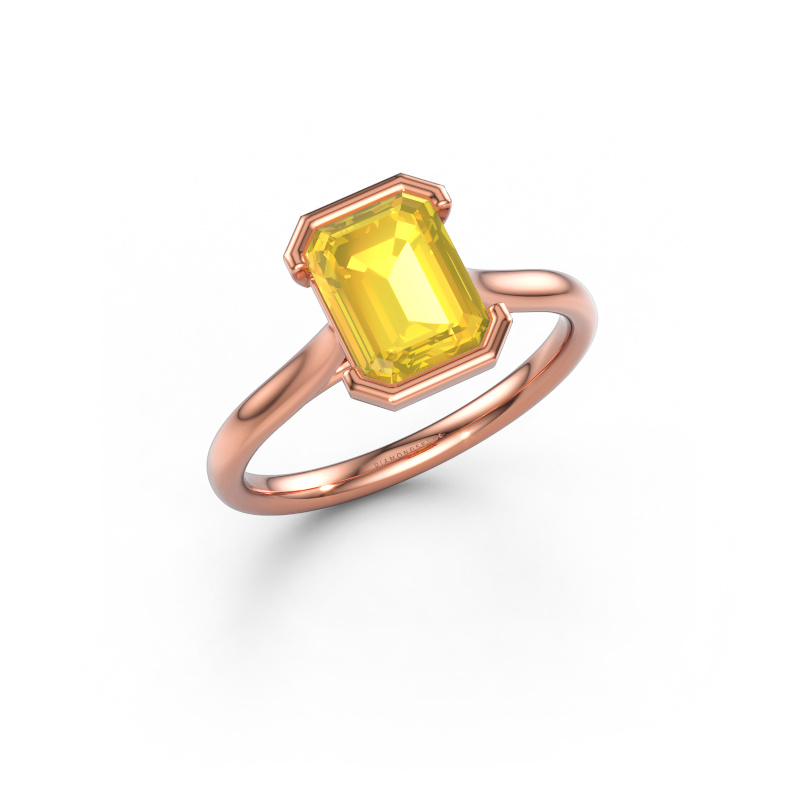 Image de Bague de fiançailles Tayler EME 2 585 or rose Saphir jaune 8x6 mm