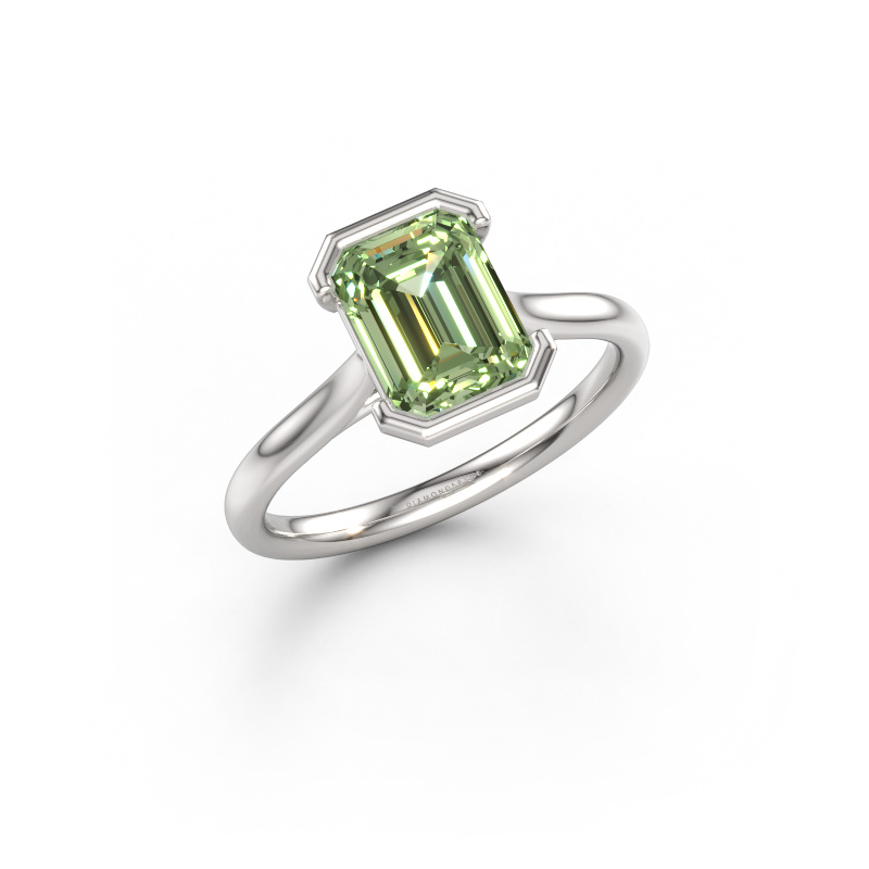 Bild av Förlovningsring Tayler EME 2 585 vitt guld Grön labbodlad diamant 8x6 mm