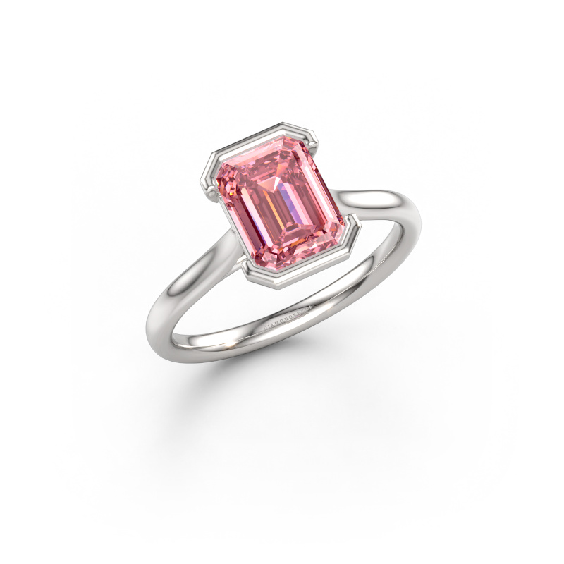 Image of Engagement ring Tayler EME 2 950 platinum Pink lab grown diamond 8x6 mm