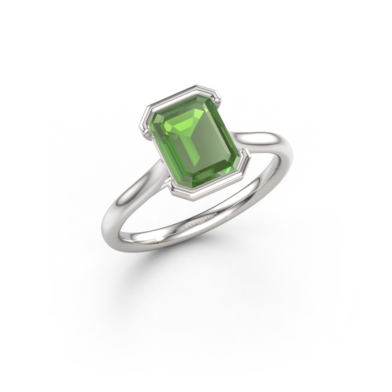 Imagen de Anillo de compromiso Tayler EME 2 585 oro blanco Turmalina verde 8x6 mm