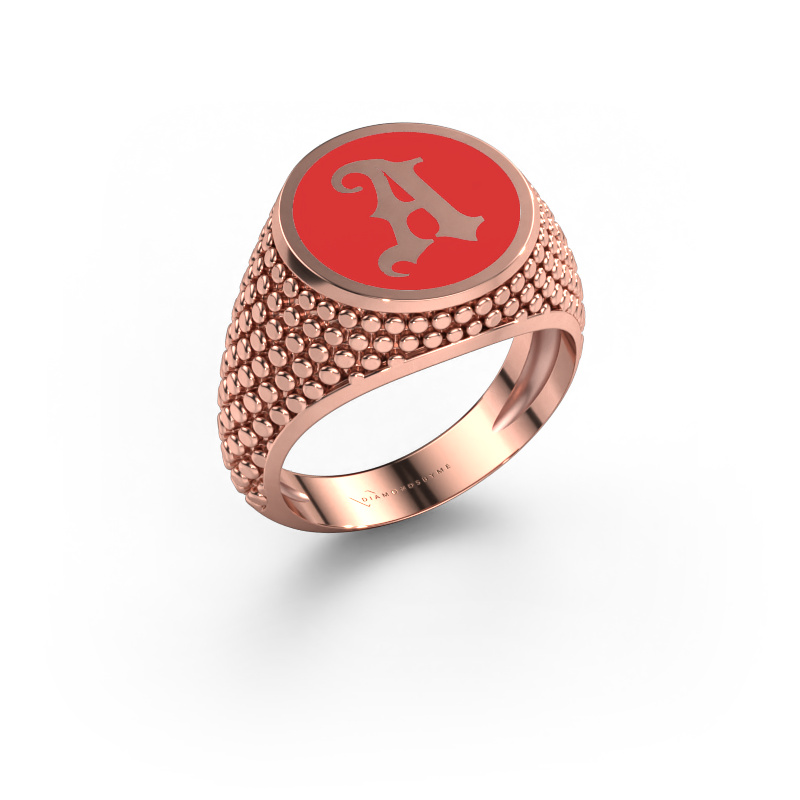 Bild von Monogramm Ring Zachary 585 Roségold Rot Emaille