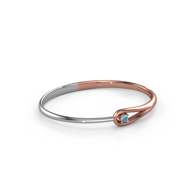 Afbeelding van Slavenarmband Zara 585 rosé goud Blauw topaas 4 mm