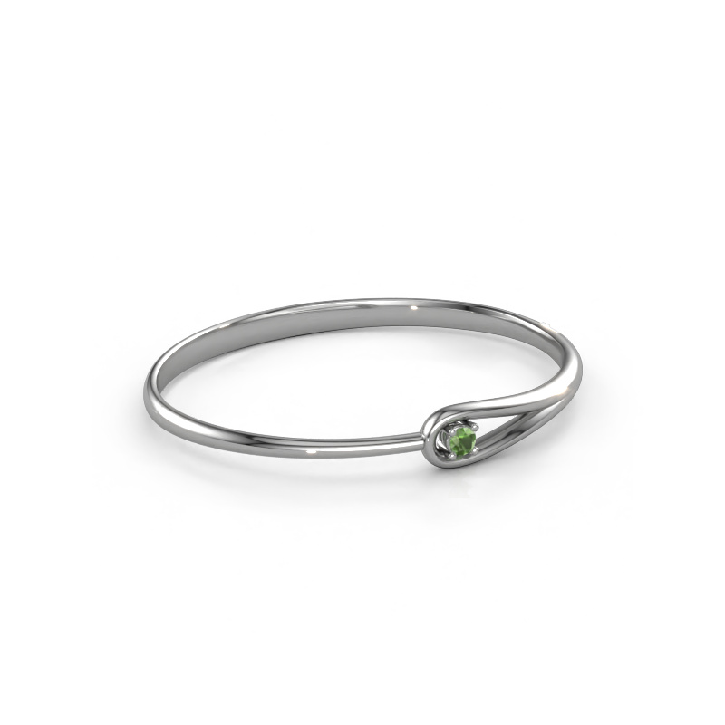 Image de Bracelet jonc Zara 585 or blanc Vert tourmaline 4 mm