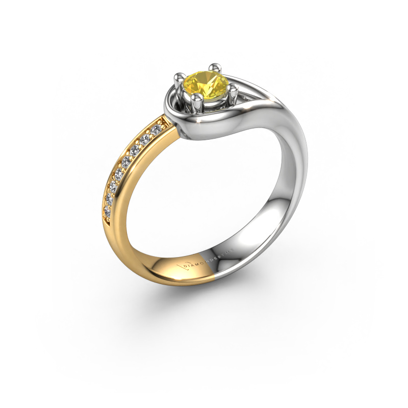 Image of Ring Zara 585 white gold Yellow sapphire 4 mm