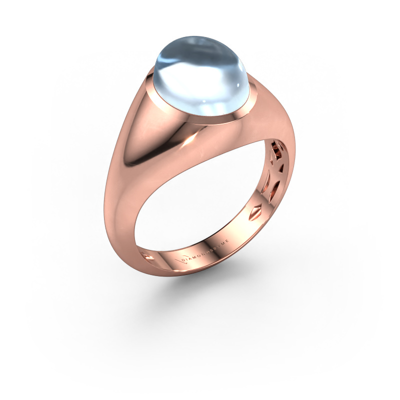 Image de Bague Zaza 585 or rose Aigue-marine 10x8 mm