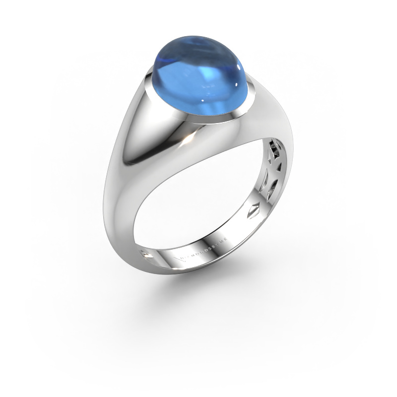 Image de Bague Zaza 950 platine Topaze bleue 10x8 mm