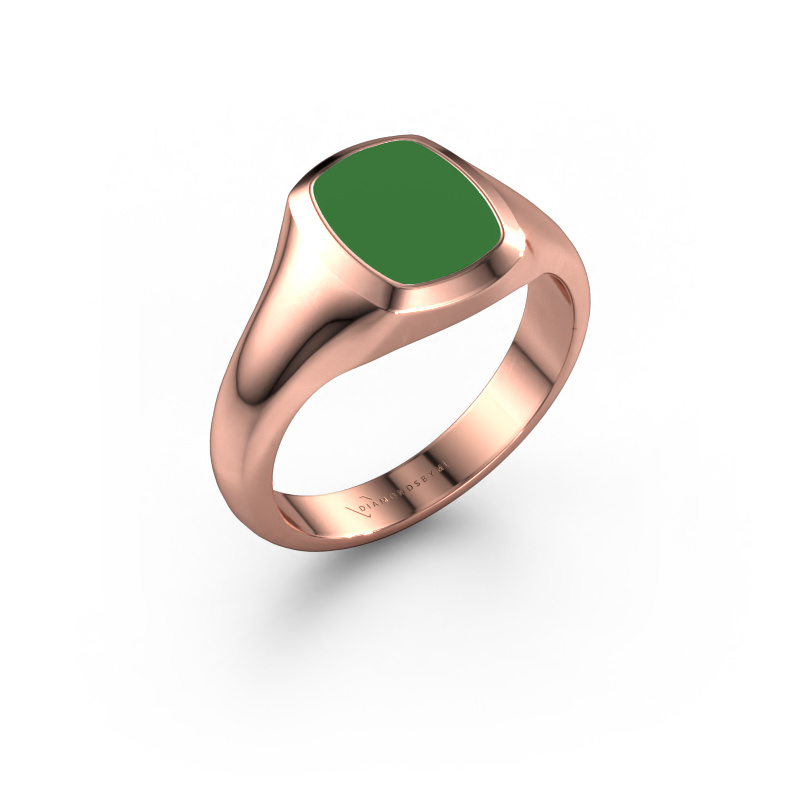 Image of Signet ring Zelda 585 rose gold Green enamel 10x8 mm