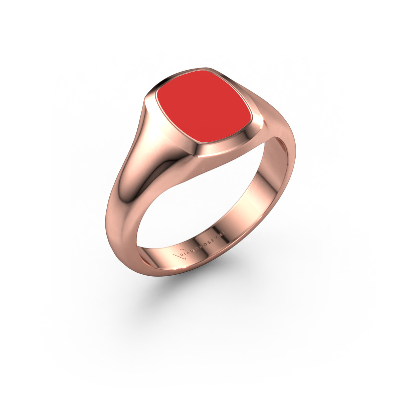 Bild von Siegelring Zelda 585 Roségold Rot Emaille 10x8 mm