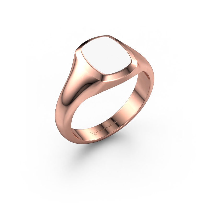 Image of Signet ring Zelda 585 rose gold White enamel 10x8 mm