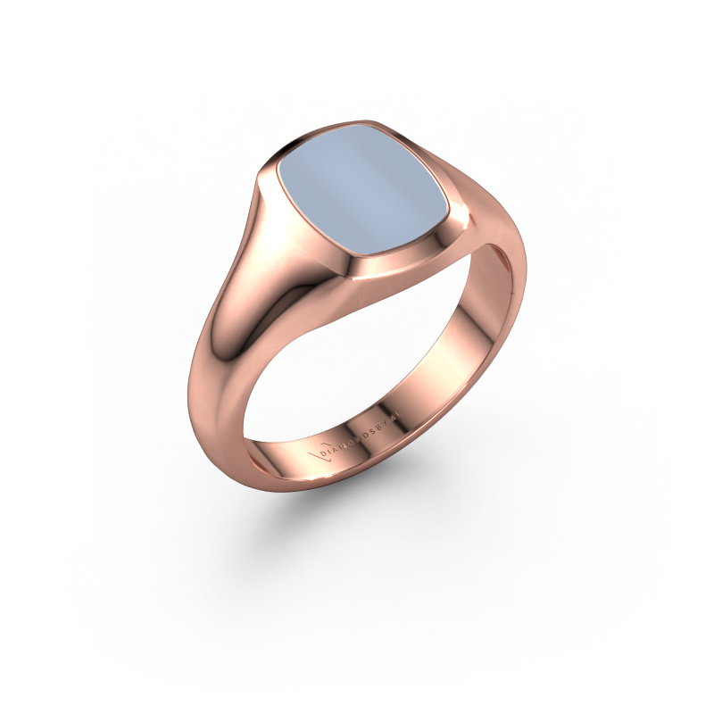 Image of Signet ring Zelda 585 rose gold Light blue sardonyx 10x8 mm