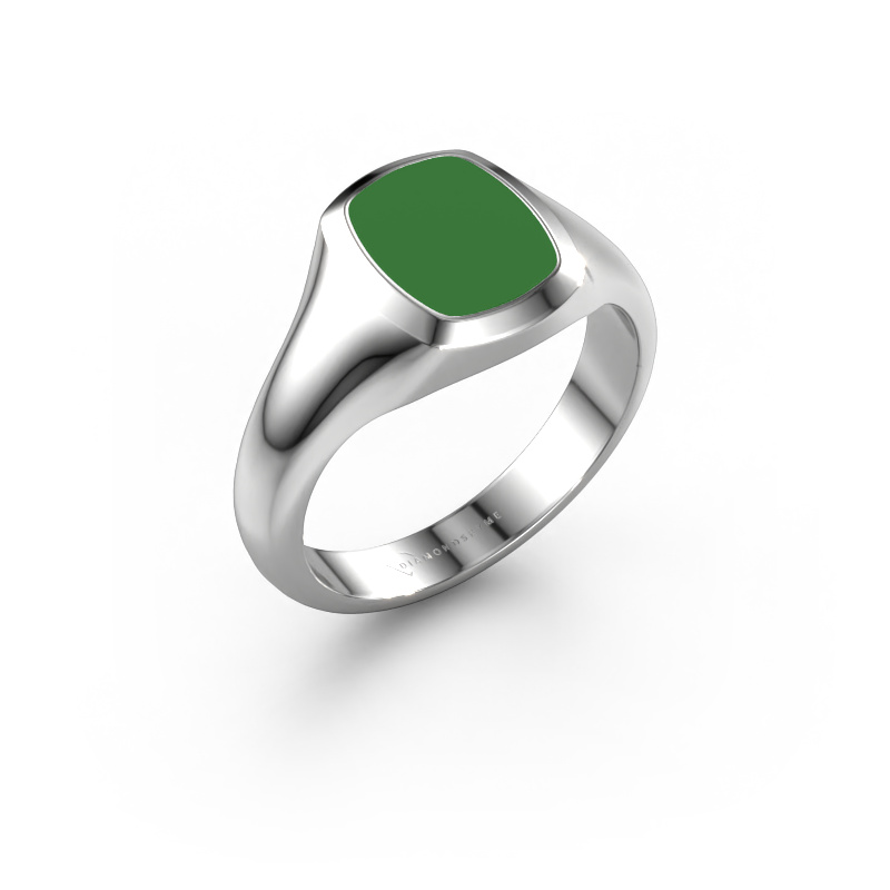 Image of Signet ring Zelda 950 platinum Green enamel 10x8 mm