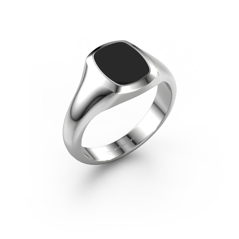 Bild von Siegelring Zelda 950 Platin Schwarze Emaille 10x8 mm