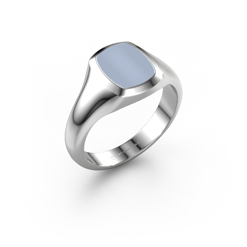 Bild von Siegelring Zelda 950 Platin Hellblau Lagenstein 10x8 mm