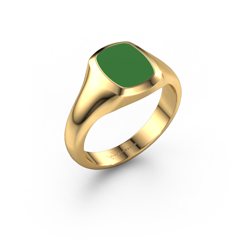Image of Signet ring Zelda 585 gold Green enamel 10x8 mm
