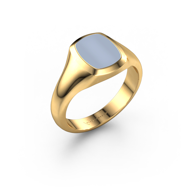 Image de Chevalière Zelda 585 or jaune Nicolo bleu clair 10x8 mm