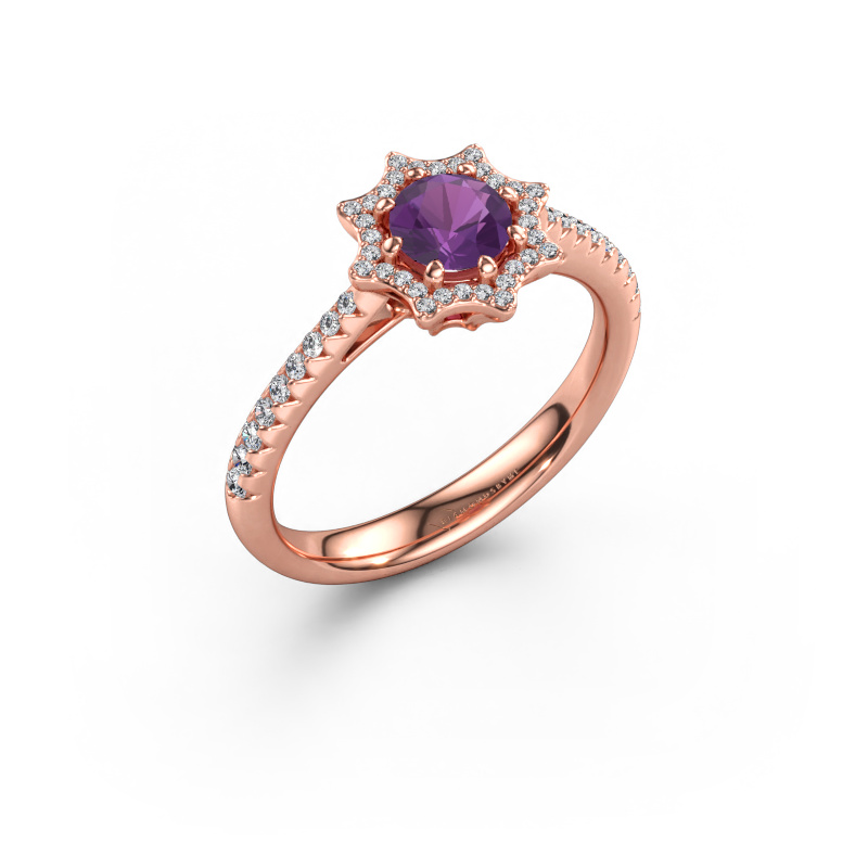 Bild av Förlovningsring Zena 585 roséguld Ametist 5 mm