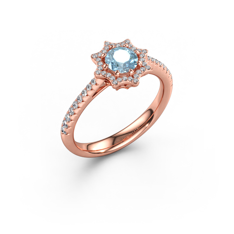 Immagine di Anello di fidanzamento Zena 585 oro rosa Diamante lab grown blu 5 mm