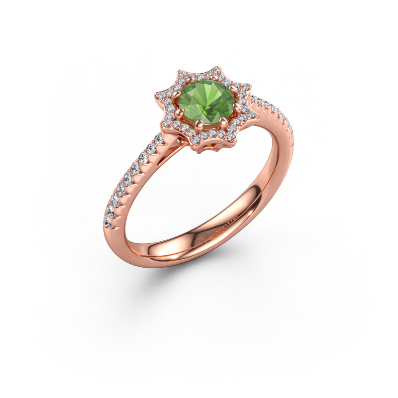 Immagine di Anello di fidanzamento Zena 585 oro rosa Tormalina verde 5 mm