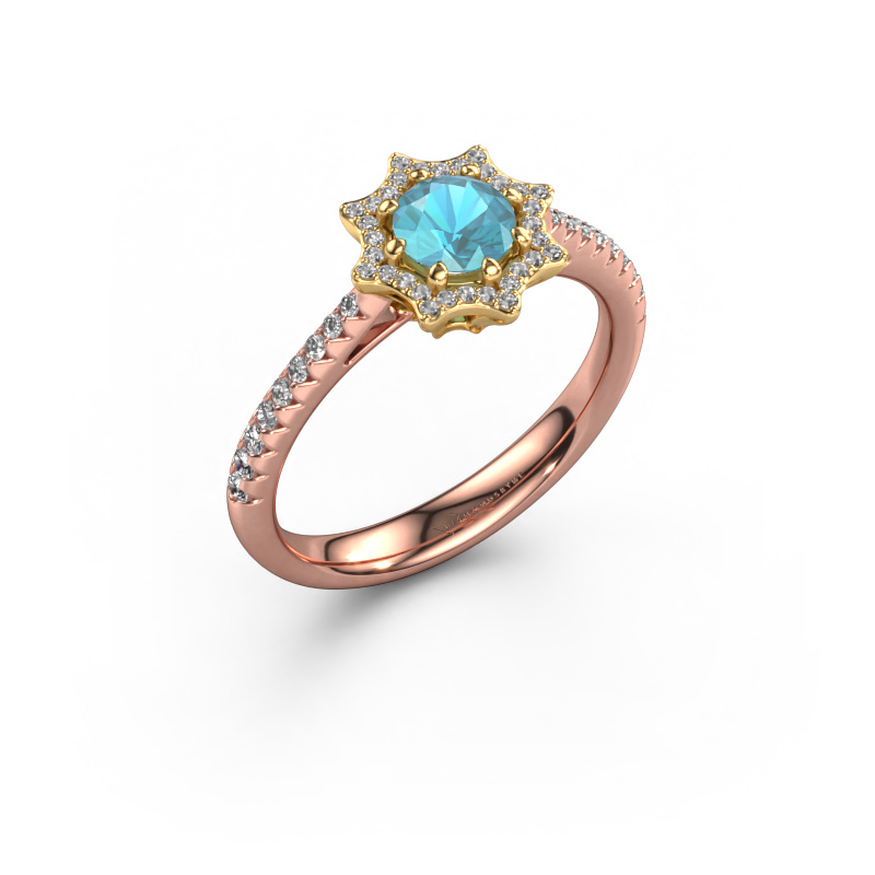 Image of Engagement ring Zena 585 rose gold Blue topaz 5 mm