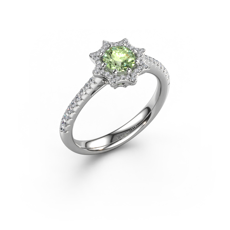 Image of Engagement ring Zena 950 platinum Green lab grown diamond 5 mm