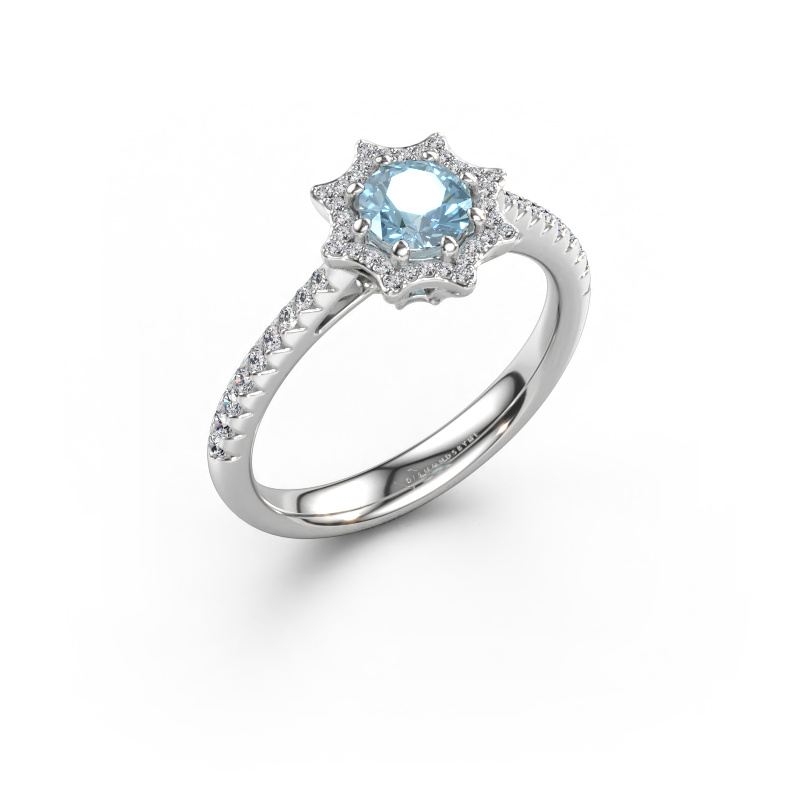 Immagine di Anello di fidanzamento Zena 950 platino Diamante lab grown blu 5 mm