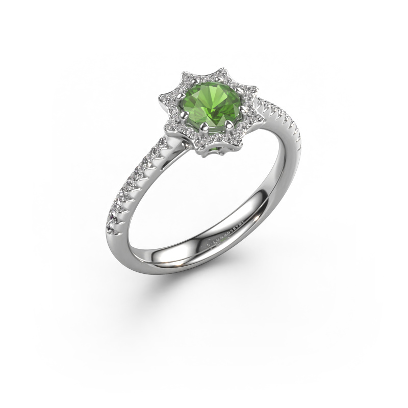 Image of Engagement ring Zena 950 platinum Tourmaline green 5 mm
