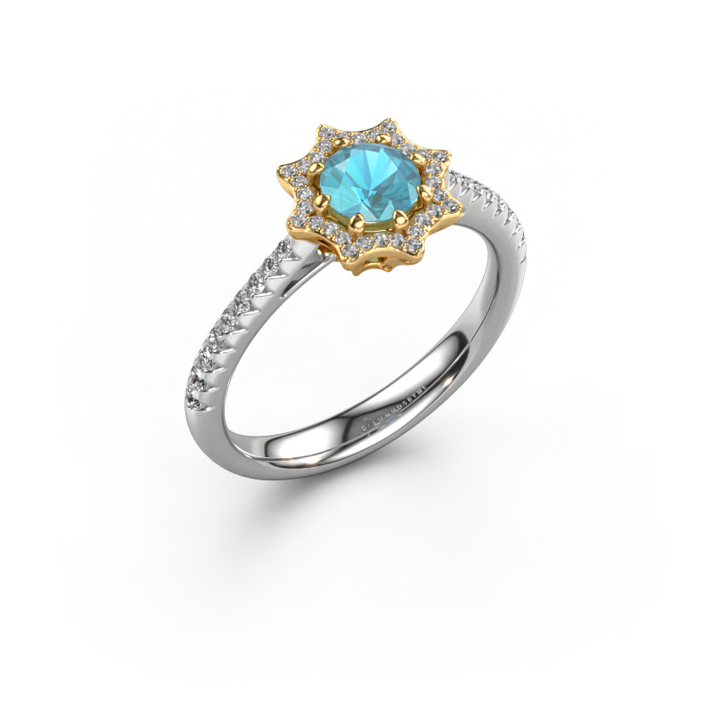 Bild von Verlobungsring Zena 585 Weißgold Blau Topas 5 mm