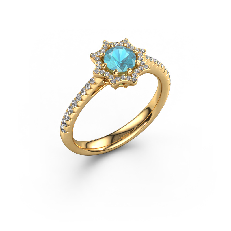 Image de Bague de fiançailles Zena 585 or jaune Topaze bleue 5 mm