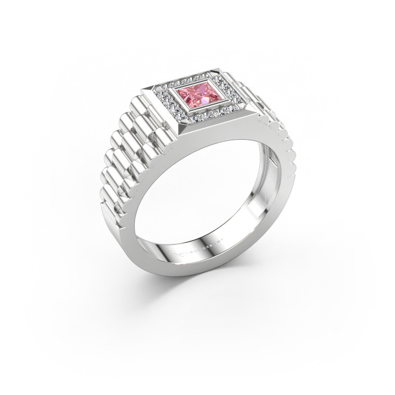 Bild av Herrring Zilan 585 vitt guld Rosa labbodlad diamant 4 mm