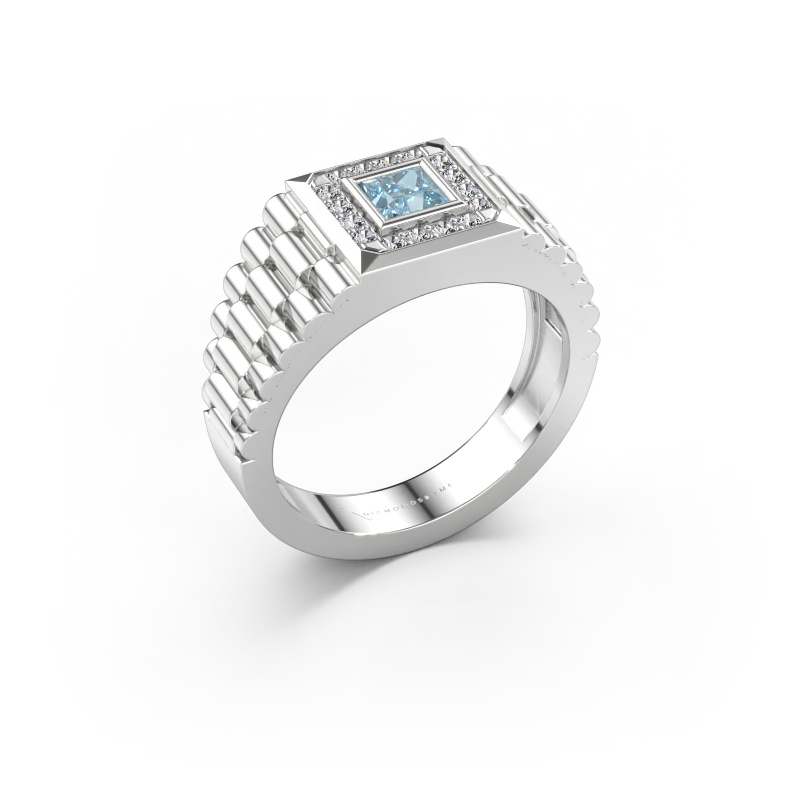 Bild av Herrring Zilan 950 platina Blå labbodlad diamant 4 mm