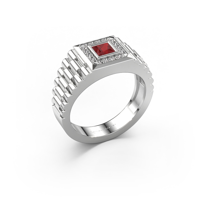 Image of Men's ring Zilan 585 white gold Ruby 4 mm