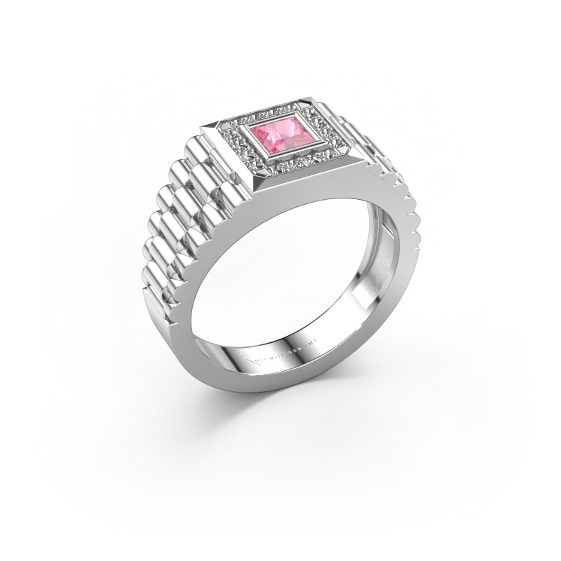 Image of Men's ring Zilan 585 white gold Pink sapphire 4 mm