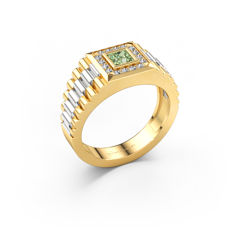 Bild av Herrring Zilan 585 gult guld Grön labbodlad diamant 4 mm