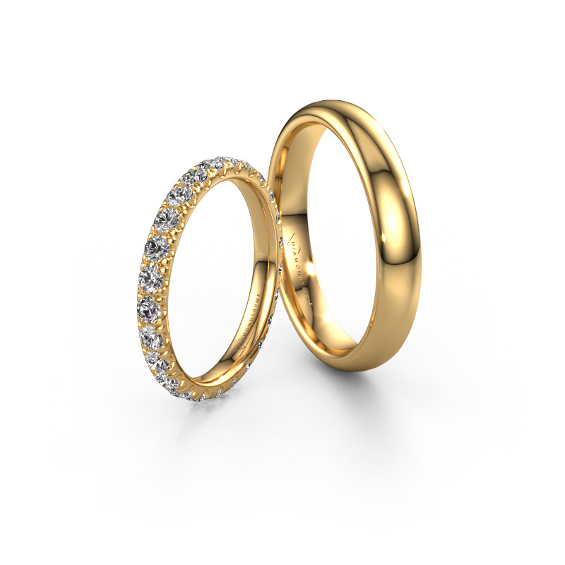 Bild von Eheringe set Zinnia ±4x1.7 mm 14 Karat Gold Lab-grown Diamant 0.05 crt