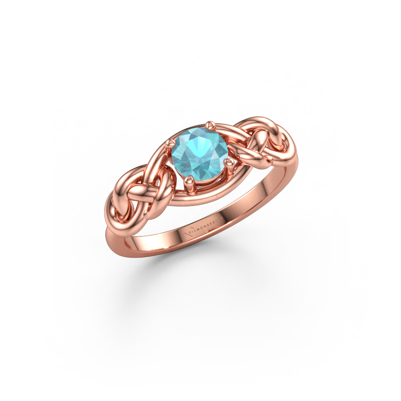 Immagine di Anello Zoe 585 oro rosa Topazio blu 5 mm