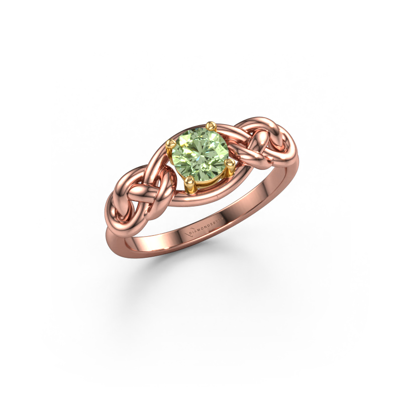 Image of Ring Zoe 585 rose gold Green lab grown diamond 5 mm