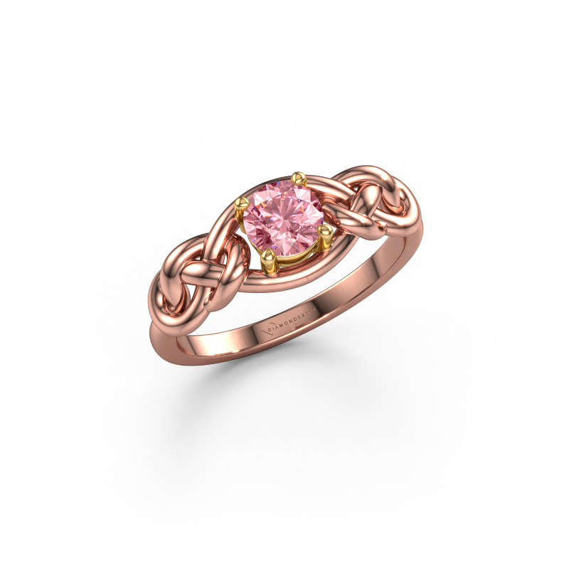 Image de Bague Zoe 585 or rose Diamant synthétique roze 5 mm
