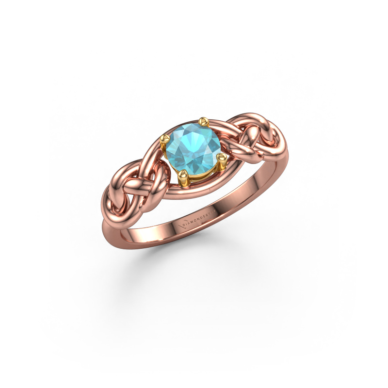 Image of Ring Zoe 585 rose gold Blue topaz 5 mm