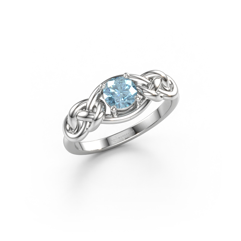Immagine di Anello Zoe 585 oro bianco Diamante lab grown blu 5 mm