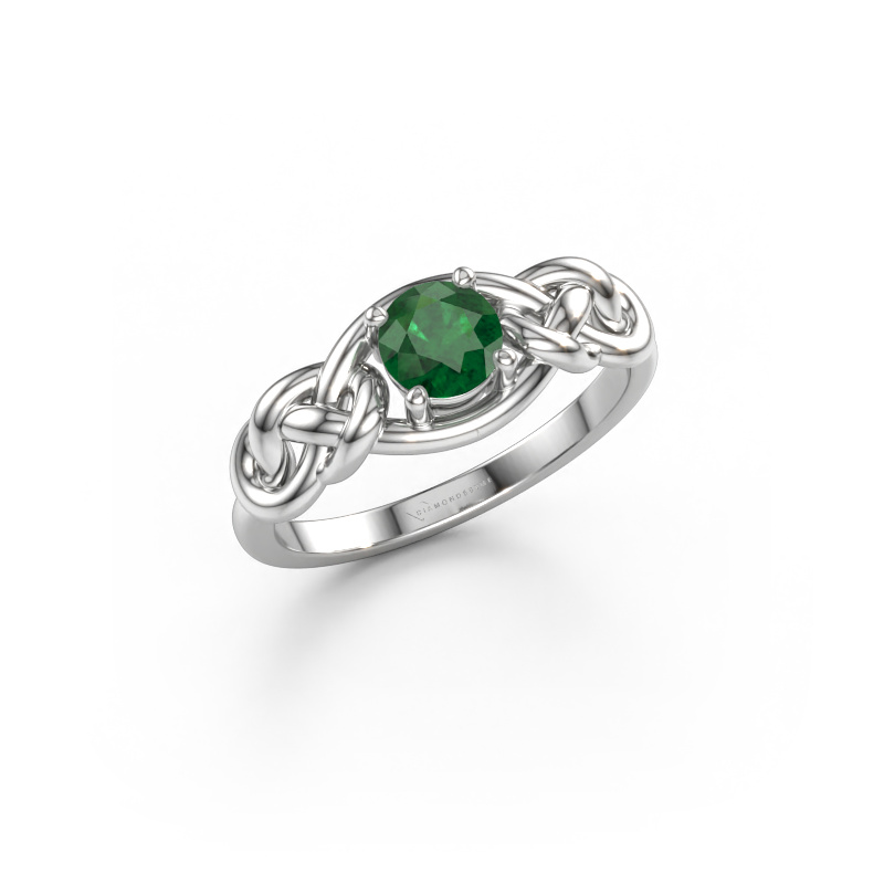 Immagine di Anello Zoe 585 oro bianco Smeraldo 5 mm