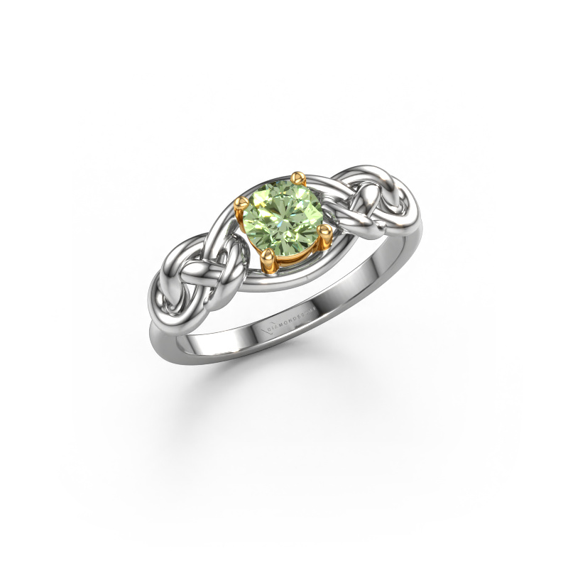 Image of Ring Zoe 585 white gold Green lab grown diamond 5 mm