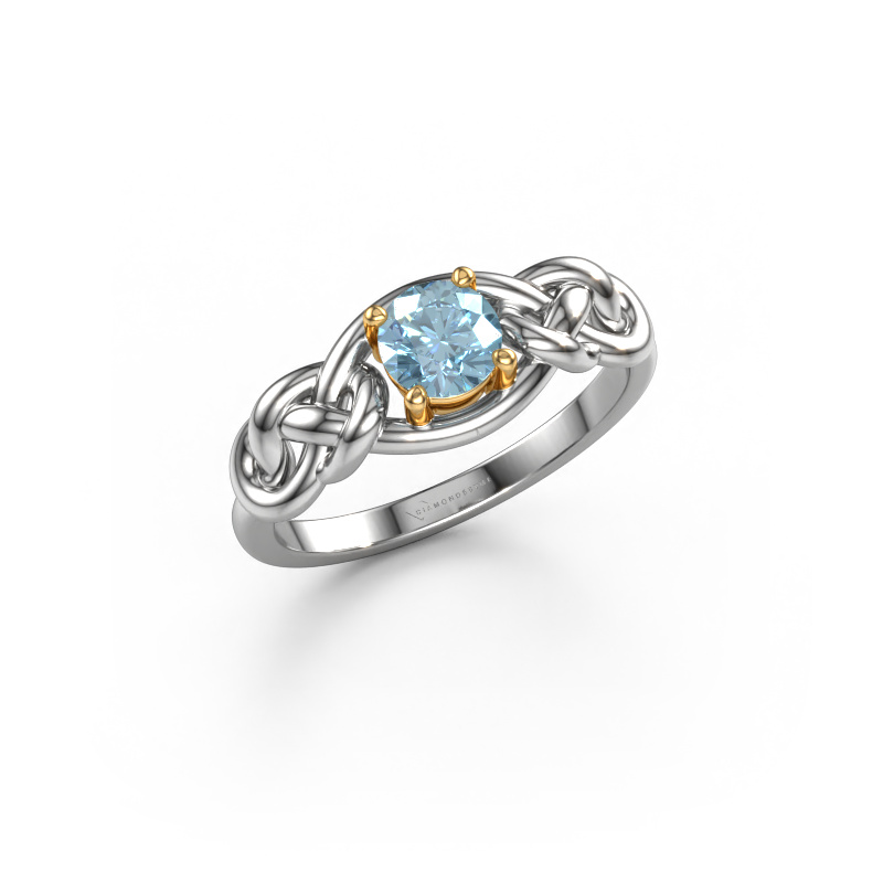 Bild von Ring Zoe 585 Weißgold Blauer Labordiamant 5 mm