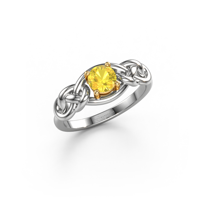 Image of Ring Zoe 585 white gold Yellow sapphire 5 mm
