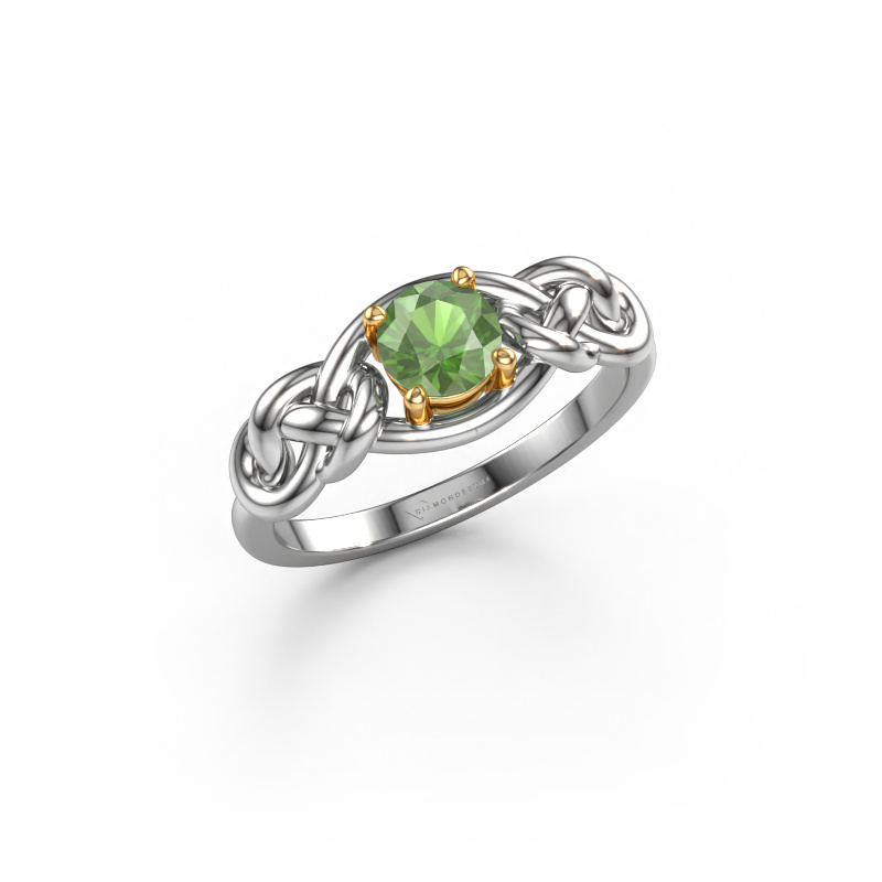 Image de Bague Zoe 585 or blanc Vert tourmaline 5 mm