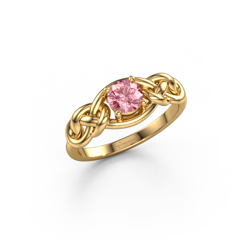 Image de Bague Zoe 585 or jaune Diamant synthétique roze 5 mm