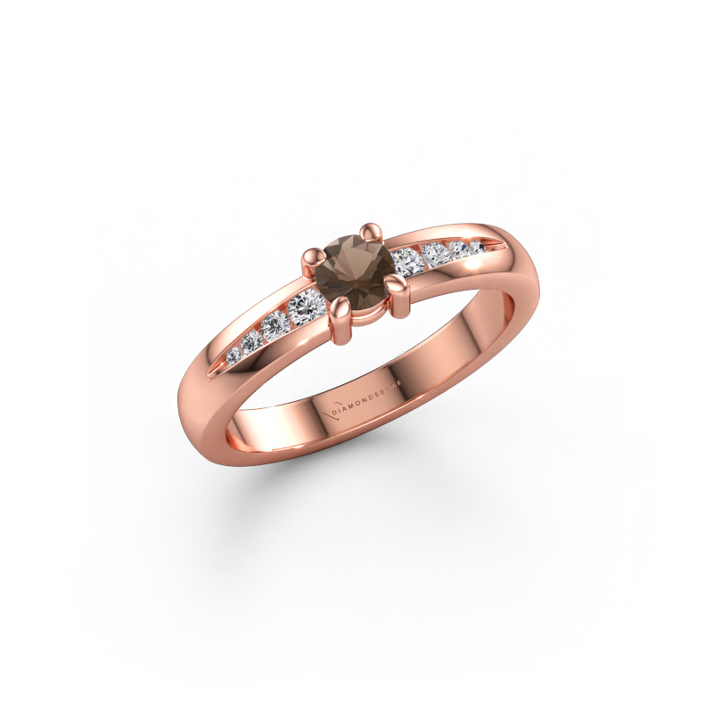 Immagine di Anello di fidanzamento Zohra 585 oro rosa Quarzo fumé 4 mm