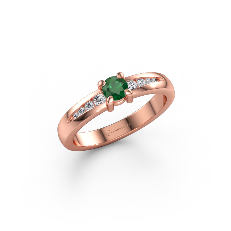 Bild av Förlovningsring Zohra 585 roséguld Smaragd 4 mm