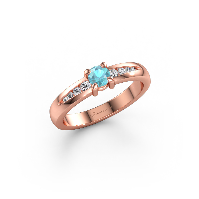 Immagine di Anello di fidanzamento Zohra 585 oro rosa Topazio blu 4 mm